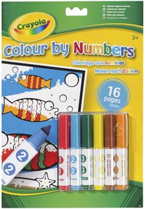 Книга-раскраска по номерам с мини-фломастерами (16 страниц, 6 мини-фломастеров), Crayola