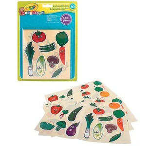 Щоденники, розмальовки та наліпки: Набір багаторазових наклейок для малюків Овочі та фрукти (180 наклейок), Mini Kids, Crayola