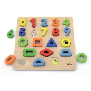 Початкова математика: Дерев'яний пазл Viga Toys Цифри і фігури