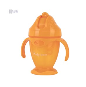 Поїльники, пляшечки, чашки: Поїльник із силіконовою трубочкою й ручками, Baby team (помаранчевий)