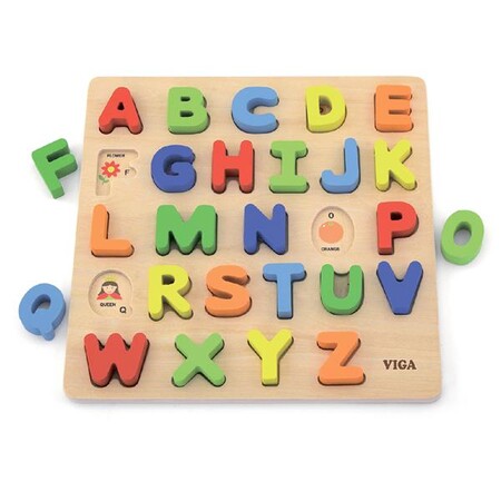 Английский язык: Деревянный пазл Viga Toys Английский алфавит, заглавные буквы