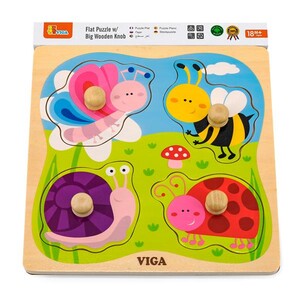Пазли і головоломки: Дерев'яна рамка-вкладиш Viga Toys Комахи 4 ел.