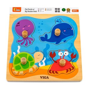 Ігри та іграшки: Дерев'яна рамка-вкладиш Viga Toys Морські мешканці