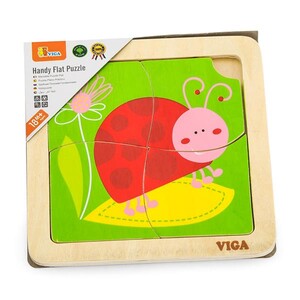 Игры и игрушки: Деревянный мини-пазл Viga Toys Божья коровка, 4 эл.