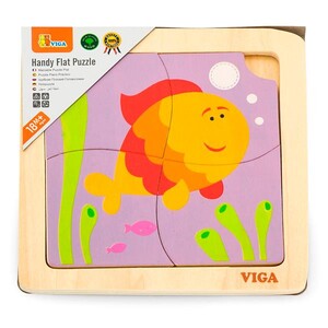 Игры и игрушки: Деревянный мини-пазл Viga Toys Рыбка, 4 эл.