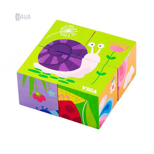 Розвивальні іграшки: Дерев'яні кубики-пазл «Комахи», Viga Toys