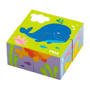 Ігри та іграшки: Дерев'яні кубики-пазл Viga Toys Підводний світ
