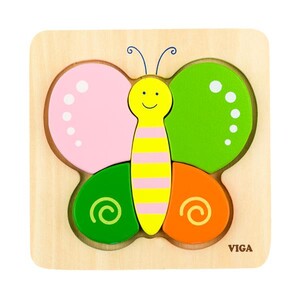 Игры и игрушки: Деревянный мини-пазл Viga Toys Бабочка