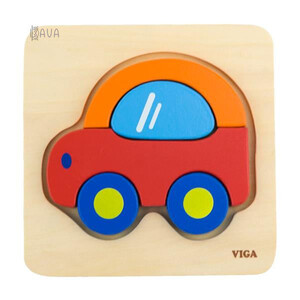 Рамки з вкладишами: Дерев'яний міні-пазл «Машинка», Viga Toys