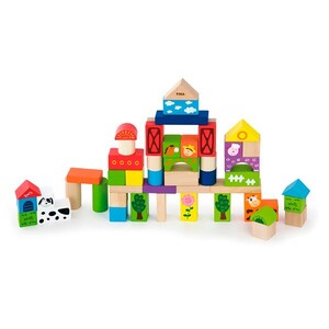 Конструкторы: Деревянные кубики Viga Toys Ферма, 50 шт., 3 см