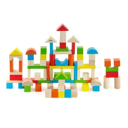 Дерев'яні конструктори: Дерев'яні кубики Viga Toys Кольорові блоки, 80 шт., 2,5 см