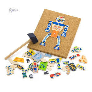 Пазли і головоломки: Набір для творчості «Дерев'яна аплікація: робот», Viga Toys