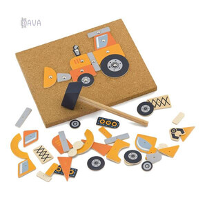 Пазлы и головоломки: Набор для творчества «Деревянная аппликация: строительная техника», Viga Toys