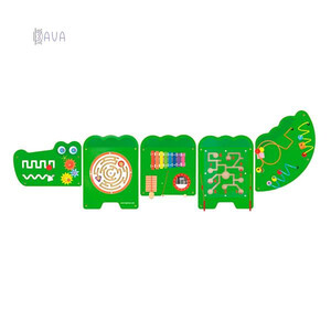 Дрібна моторика і сортування: Бізіборд Крокодил, 5 секцій, Viga Toys