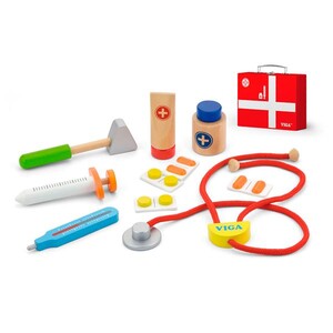 Ігри та іграшки: Дерев'яний ігровий набір Viga Toys Валізка лікаря