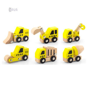 Ігри та іграшки: Набір іграшкових машинок «Будтехніка», 6 шт., Viga Toys