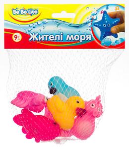 Іграшки для ванни: Набір іграшок для купання Жителі моря (укр. упаковка), BeBeLino