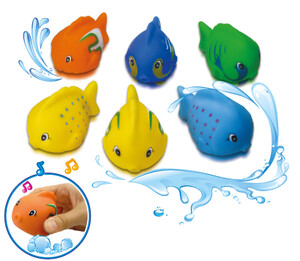 Іграшки для ванни: Набор игрушек для купания Цветные рыбки (укр. упаковка), BeBeLino