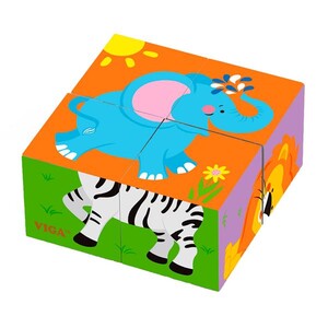 Пазли і головоломки: Дерев'яні кубики-пазл Viga Toys Звірята