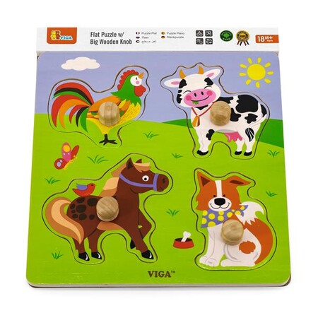 Рамки с вкладышами: Деревянная рамка-вкладыш Viga Toys Зверята на ферме