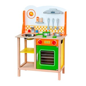 Игры и игрушки: Детская кухня Viga Toys из дерева с посудой