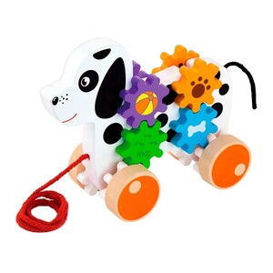 Розвивальні іграшки: Дерев'яна каталка Viga Toys Собачка з шестерінками