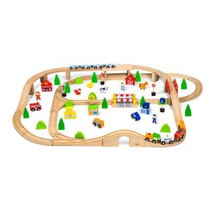 Игры и игрушки: Деревянная железная дорога Viga Toys 90 эл.