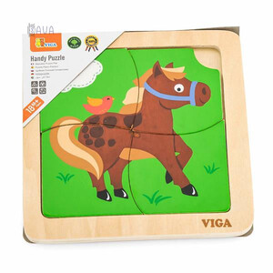 Пазлы и головоломки: Деревянный мини-пазл «Лошадка», 4 эл., Viga Toys