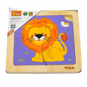 Ігри та іграшки: Дерев'яний міні-пазл «Лев», 4 ел., Viga Toys