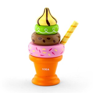 Іграшкові продукти Viga Toys Дерев'яна пірамідка-морозиво, помаранчевий