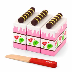 Игрушечная посуда и еда: Игрушечные продукты Viga Toys Деревянный клубничный торт