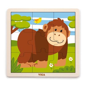 Пазли і головоломки: Дерев'яний пазл Viga Toys Мавпочка, 9 ел.