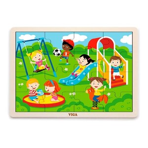 Рамки с вкладышами: Деревянный пазл Viga Toys Парк развлечений, 16 эл.
