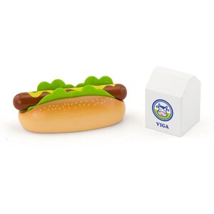 Игры и игрушки: Игрушечные продукты Viga Toys Деревянные хот-дог и молоко