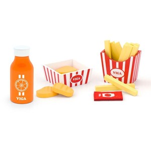 Игрушечная посуда и еда: Игрушечные продукты Viga Toys Наггетсы с картошкой фри и соком