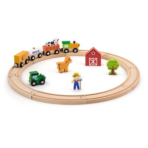 Железные дороги и поезда: Деревянная железная дорога Viga Toys 19 эл.