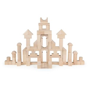 Кубики, пірамідки і сортери: Дерев'яні кубики незабарвлені 3 мм, 100 шт., Viga Toys