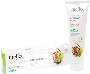 Зубні пасти, щітки та аксесуари: Зубная паста для кровоточащих десен с экстрактом каштана, 100 мл, Melica Organic
