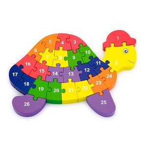 Початкова математика: Дерев'яний пазл Viga Toys Черепаха по літерах і числах
