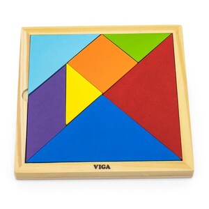 Пазли і головоломки: Гра-головоломка Viga Toys Кольоровий дерев'яний танграм, 7 ел.