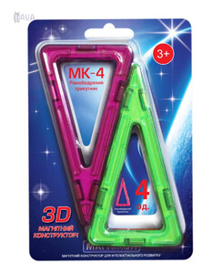 Магнітні конструктори: Додатковий набір Магнікон, магнітні рівнобедрені трикутники, 4 шт. (MK-4-РТ)