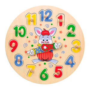 Часы и время года: Деревянная рамка-вкладыш Viga Toys Часы