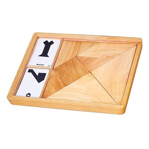 Пазли і головоломки: Гра-головоломка Viga Toys Дерев'яний танграм нефарбований, 7 ел. з картками