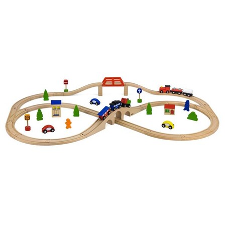 Железные дороги и поезда: Деревянная железная дорога Viga Toys 49 эл.