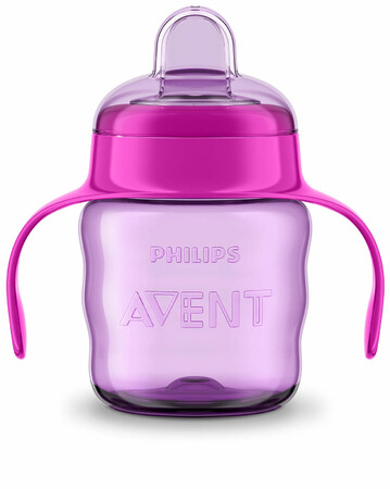Поїльники: Чашка-непроливайка з м'яким носиком, 200 мл, рожева, Avent