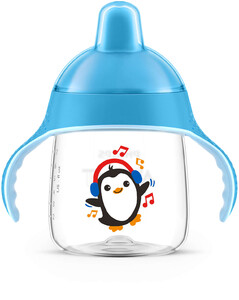Поильники, бутылочки, чашки: Чашка-непроливайка для мальчика, 260 мл, голубая, Avent
