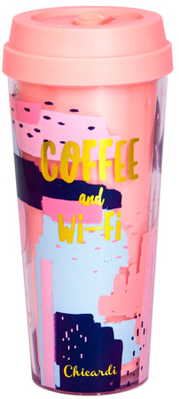 Пеналы: Термочашка с блестками Coffee and Wi-Fi (475 мл), Chicardi