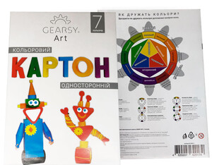 Цветная бумага и картон: Односторонний картон, 7 цветов, Gearsy Art