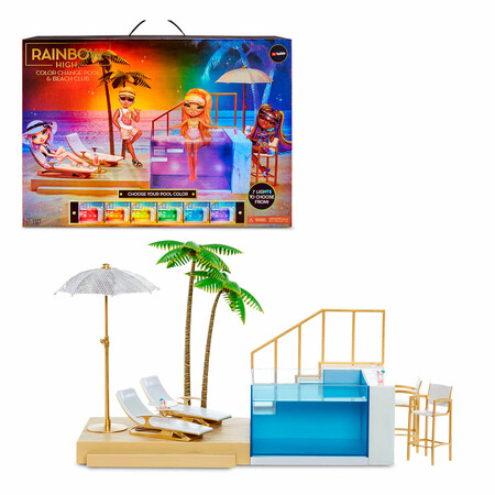 Домики и мебель: Игровой набор для кукол Rainbow High серии Pacific Coast — «Вечеринка у бассейна»