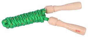 Игры и игрушки: Скакалка с деревянными ручками, зелёная, Goki